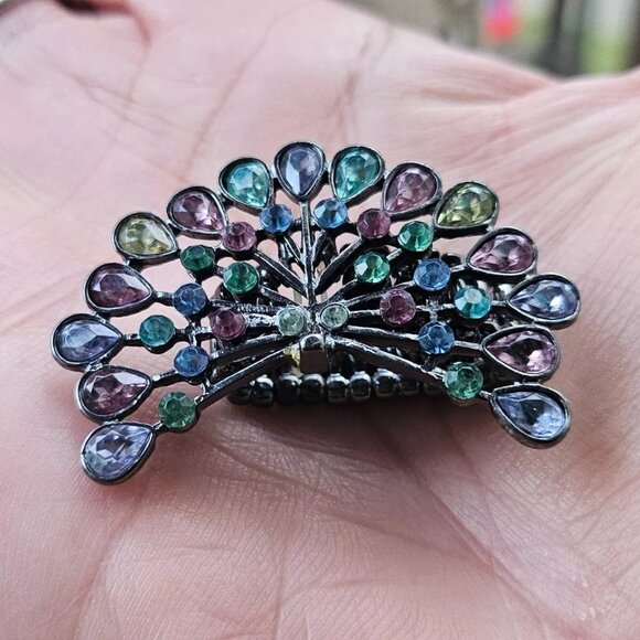 Peacock Ring Multi Color Crystals Fashion Women Jewelry Ring Size Adjustable - Picture 12 of 12